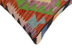 handmade Traditional Pillow Rust Blue Hand-Woven SQUARE 100% WOOL Hand woven turkish pillow2' x 2'