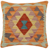handmade Traditional Pillow Rust Blue Hand-Woven SQUARE 100% WOOL Hand woven turkish pillow2' x 2'