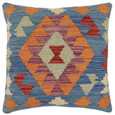 handmade Traditional Pillow Blue Red Hand-Woven SQUARE 100% WOOL Hand woven turkish pillow2' x 2'