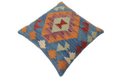 handmade Traditional Pillow Blue Red Hand-Woven SQUARE 100% WOOL Hand woven turkish pillow2' x 2'