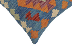 handmade Traditional Pillow Blue Red Hand-Woven SQUARE 100% WOOL Hand woven turkish pillow2' x 2'