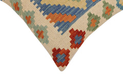 handmade Traditional Pillow Blue Beige Hand-Woven SQUARE 100% WOOL Hand woven turkish pillow2' x 2'