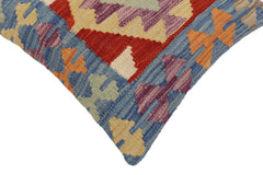 handmade Traditional Pillow Blue Rust Hand-Woven SQUARE 100% WOOL Hand woven turkish pillow2' x 2'