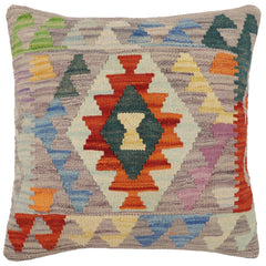 handmade Traditional Pillow Rust Blue Hand-Woven SQUARE 100% WOOL Hand woven turkish pillow2' x 2'
