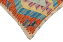 handmade Traditional Pillow Rust Blue Hand-Woven SQUARE 100% WOOL Hand woven turkish pillow2' x 2'