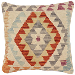 handmade Traditional Pillow Beige Rust Hand-Woven SQUARE 100% WOOL Hand woven turkish pillow2' x 2'