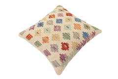 handmade Traditional Pillow Beige Rust Hand-Woven SQUARE 100% WOOL Hand woven turkish pillow2' x 2'