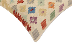 handmade Traditional Pillow Beige Rust Hand-Woven SQUARE 100% WOOL Hand woven turkish pillow2' x 2'