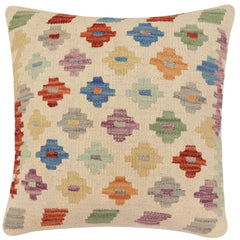 handmade Traditional Pillow Beige Rust Hand-Woven SQUARE 100% WOOL Hand woven turkish pillow2' x 2'