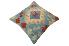 handmade Traditional Pillow Blue Red Hand-Woven SQUARE 100% WOOL Hand woven turkish pillow2' x 2'