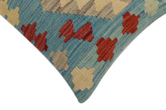 handmade Traditional Pillow Blue Red Hand-Woven SQUARE 100% WOOL Hand woven turkish pillow2' x 2'