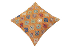 handmade Traditional Pillow Orange Red Hand-Woven SQUARE 100% WOOL Hand woven turkish pillow2' x 2'