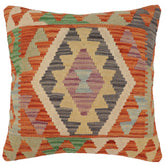 handmade Traditional Pillow Rust Blue Hand-Woven SQUARE 100% WOOL Hand woven turkish pillow2' x 2'