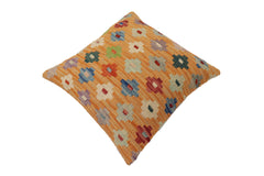 handmade Traditional Pillow Orange Red Hand-Woven SQUARE 100% WOOL Hand woven turkish pillow2' x 2'