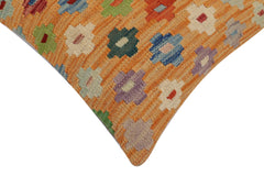 handmade Traditional Pillow Orange Red Hand-Woven SQUARE 100% WOOL Hand woven turkish pillow2' x 2'