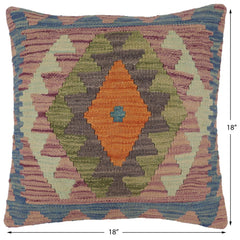 handmade Traditional Pillow Blue Gray Hand-Woven SQUARE 100% WOOL Hand woven turkish pillow2' x 2'