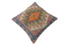 handmade Traditional Pillow Blue Gray Hand-Woven SQUARE 100% WOOL Hand woven turkish pillow2' x 2'