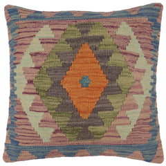 handmade Traditional Pillow Blue Gray Hand-Woven SQUARE 100% WOOL Hand woven turkish pillow2' x 2'