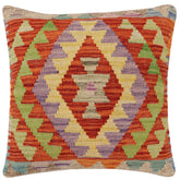 handmade Traditional Pillow Rust Blue Hand-Woven SQUARE 100% WOOL Hand woven turkish pillow2' x 2'