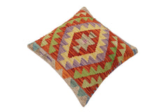 handmade Traditional Pillow Rust Blue Hand-Woven SQUARE 100% WOOL Hand woven turkish pillow2' x 2'