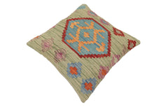handmade Traditional Pillow Green Red Hand-Woven SQUARE 100% WOOL Hand woven turkish pillow2' x 2'