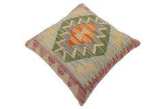 handmade Traditional Pillow Blue Rust Hand-Woven SQUARE 100% WOOL Hand woven turkish pillow2' x 2'