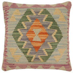handmade Traditional Pillow Blue Rust Hand-Woven SQUARE 100% WOOL Hand woven turkish pillow2' x 2'