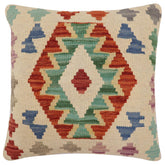 handmade Traditional Pillow Beige Rust Hand-Woven SQUARE 100% WOOL Hand woven turkish pillow 2 x 2