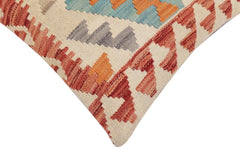 handmade Traditional Pillow Beige Red Hand-Woven SQUARE 100% WOOL Hand woven turkish pillow2' x 2'