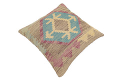 handmade Traditional Pillow Blue Purple Hand-Woven SQUARE 100% WOOL Hand woven turkish pillow2' x 2'