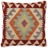 handmade Traditional Pillow Beige Red Hand-Woven SQUARE 100% WOOL Hand woven turkish pillow2' x 2'