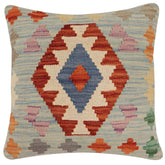 handmade Traditional Pillow Blue Rust Hand-Woven SQUARE 100% WOOL Hand woven turkish pillow2' x 2'