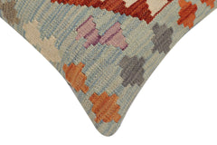 handmade Traditional Pillow Blue Rust Hand-Woven SQUARE 100% WOOL Hand woven turkish pillow2' x 2'