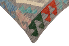 handmade Traditional Pillow Gray Rust Hand-Woven SQUARE 100% WOOL Hand woven turkish pillow2' x 2'