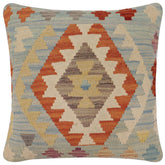 handmade Traditional Pillow Blue Rust Hand-Woven SQUARE 100% WOOL Hand woven turkish pillow2' x 2'