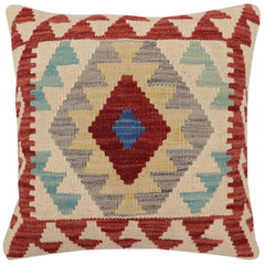 handmade Traditional Pillow Red Beige Hand-Woven SQUARE 100% WOOL Hand woven turkish pillow2' x 2'