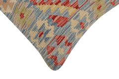 handmade Traditional Pillow Blue Rust Hand-Woven SQUARE 100% WOOL Hand woven turkish pillow 2 x 2