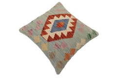 handmade Traditional Pillow Blue Rust Hand-Woven SQUARE 100% WOOL Hand woven turkish pillow 2 x 2