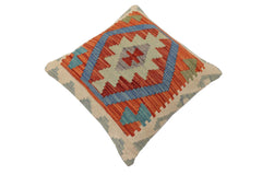 handmade Traditional Pillow Rust Blue Hand-Woven SQUARE 100% WOOL Hand woven turkish pillow2' x 2'