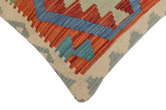 handmade Traditional Pillow Rust Blue Hand-Woven SQUARE 100% WOOL Hand woven turkish pillow2' x 2'