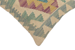 handmade Traditional Pillow Beige Blue Hand-Woven SQUARE 100% WOOL Hand woven turkish pillow 2 x 2