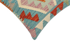 handmade Traditional Pillow Blue Rust Hand-Woven SQUARE 100% WOOL Hand woven turkish pillow2' x 2'