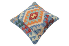 handmade Traditional Pillow Blue Red Hand-Woven SQUARE 100% WOOL Hand woven turkish pillow2' x 2'