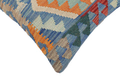 handmade Traditional Pillow Blue Red Hand-Woven SQUARE 100% WOOL Hand woven turkish pillow2' x 2'