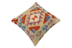 handmade Traditional Pillow Rust Blue Hand-Woven SQUARE 100% WOOL Hand woven turkish pillow2' x 2'