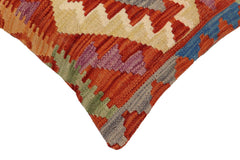 handmade Traditional Pillow Rust Blue Hand-Woven SQUARE 100% WOOL Hand woven turkish pillow2' x 2'