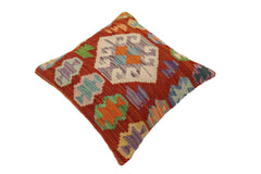 handmade Traditional Pillow Rust Blue Hand-Woven SQUARE 100% WOOL Hand woven turkish pillow2' x 2'