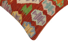 handmade Traditional Pillow Rust Blue Hand-Woven SQUARE 100% WOOL Hand woven turkish pillow2' x 2'