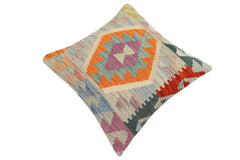 handmade Traditional Pillow Blue Rust Hand-Woven SQUARE 100% WOOL Hand woven turkish pillow2' x 2'