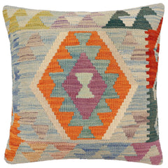 handmade Traditional Pillow Blue Rust Hand-Woven SQUARE 100% WOOL Hand woven turkish pillow2' x 2'